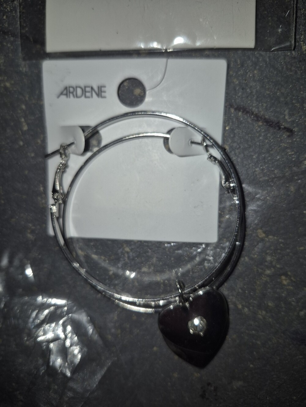Ardene Silver Heart Charm Bangle Set